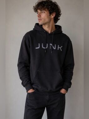 New Junk Black Sweatshirt Hoodie Minimalist Design Men’s Unisex XS Streetwear
